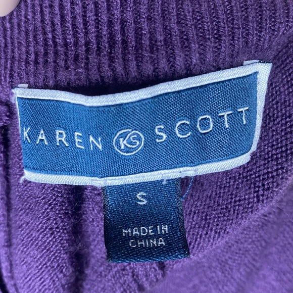 Karen Scott Women’s Small Plum Sweater Crew Neck Zipper in back - Picture 6 of 8